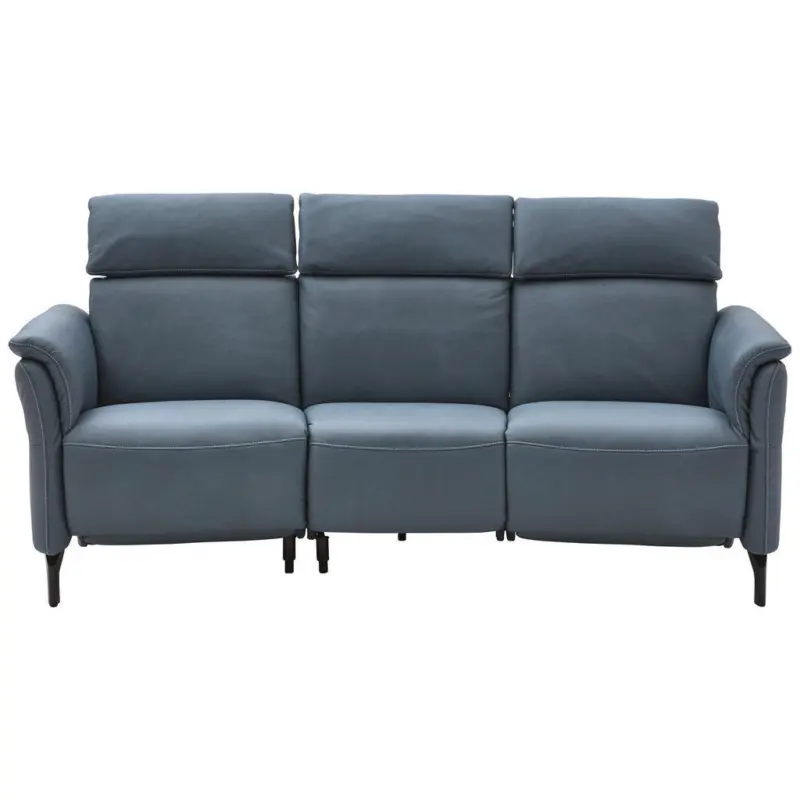 Trapezsofa in Echtleder Graublau