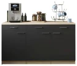 K&uuml;chenunterschrank Merle Schwarz/Eichefarben
