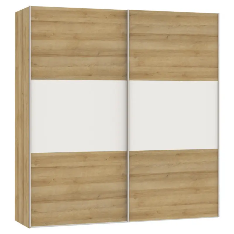 Schwebet&uuml;renschrank in Wei&szlig;, Eichefarben
