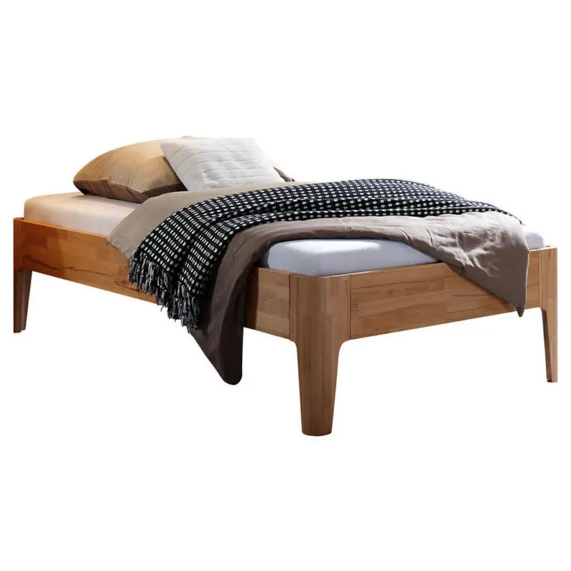 Bett 120/200 cm in Buchefarben