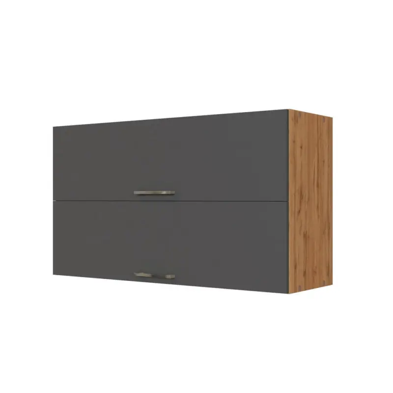 K&uuml;chenoberschrank 100/57/34 cm in Anthrazit, Eiche Wotan