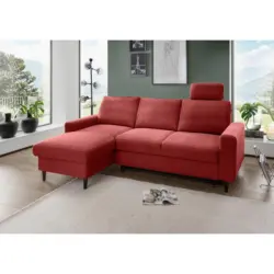 Eckschlafsofa Passione in Chenille Rot