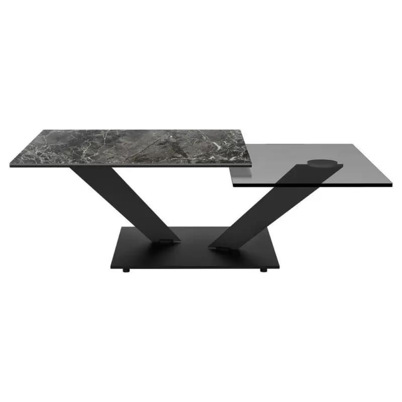Couchtisch in Metall, Glas, Keramik 84-129/106/40 cm