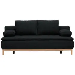 Boxspringsofa in Webstoff Anthrazit Skandinavisch