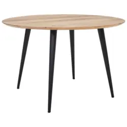 Esstisch 120/120/76 cm Echtholz Holz rund Schwarz, Akaziefarben