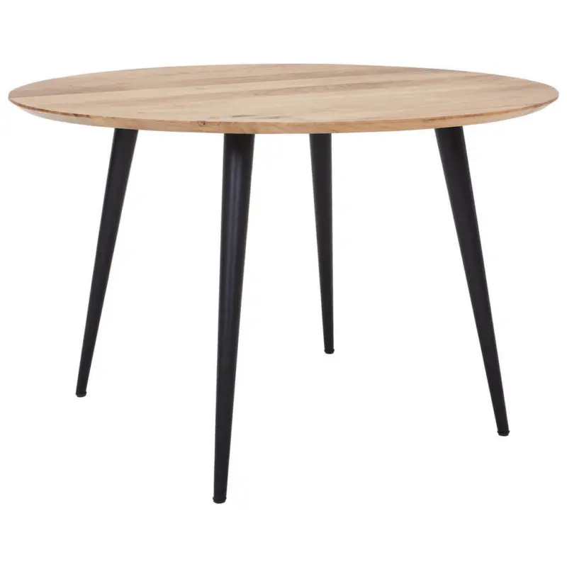 Esstisch 120/120/76 cm Echtholz Holz rund Schwarz, Akaziefarben
