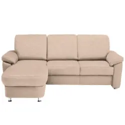 Ecksofa in Flachgewebe Beige 163/250 cm