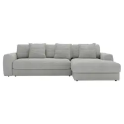 Ecksofa in Cord Hellgrau 310/190 cm