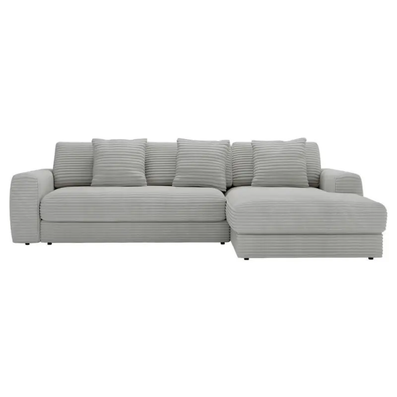 Ecksofa in Cord Hellgrau 310/190 cm
