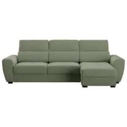 Ecksofa in Velours Salbeigr&uuml;n