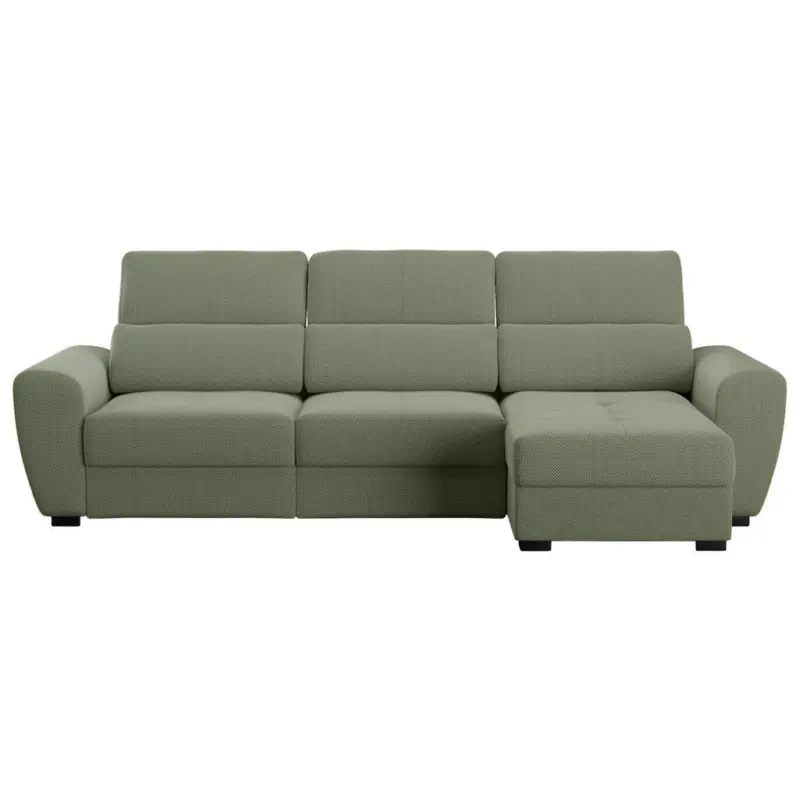 Ecksofa in Velours Salbeigr&uuml;n