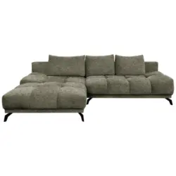 Ecksofa in Chenille Olivgr&uuml;n