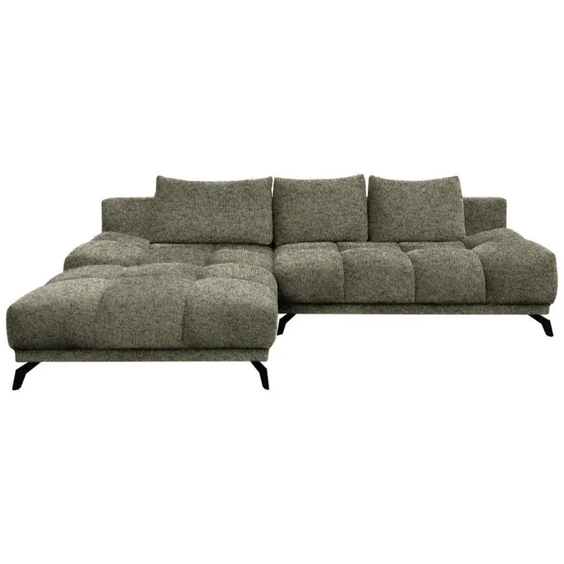 Ecksofa in Chenille Olivgr&uuml;n