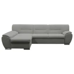 Ecksofa in Flachgewebe Hellgrau 167/281 cm