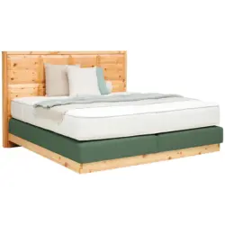 Boxspringbett 180/200 cm in Gr&uuml;n, Zirbelkieferfarben