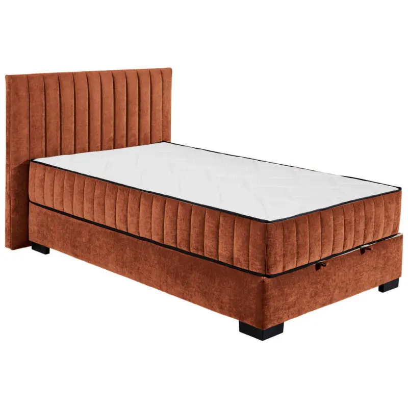 Boxbett 120/200 cm in Cognac