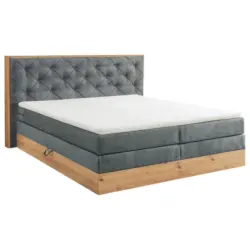 Boxspringbett 180/200 cm in Grau, Naturfarben