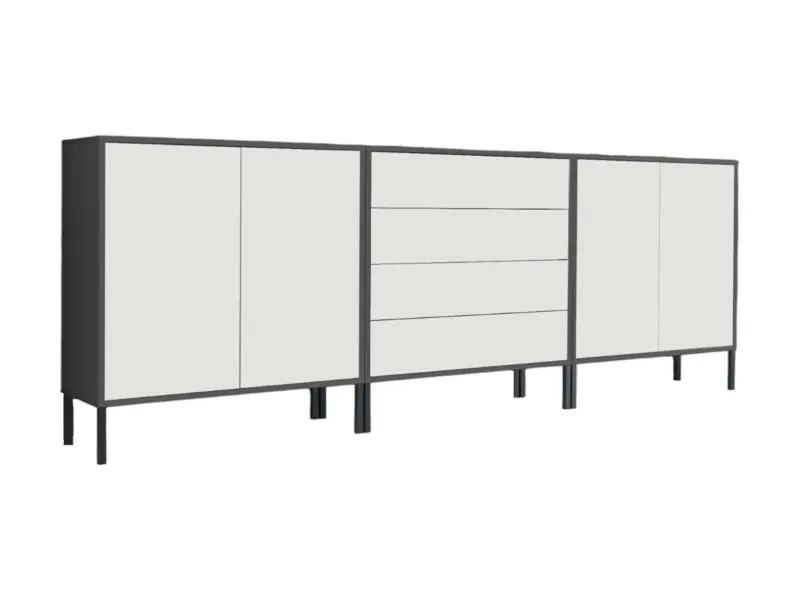 Sideboard Mailand Set 5 Anthrazit/Wei&szlig;