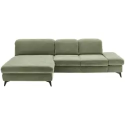 Ecksofa in Chenille Olivgr&uuml;n 198/288 cm