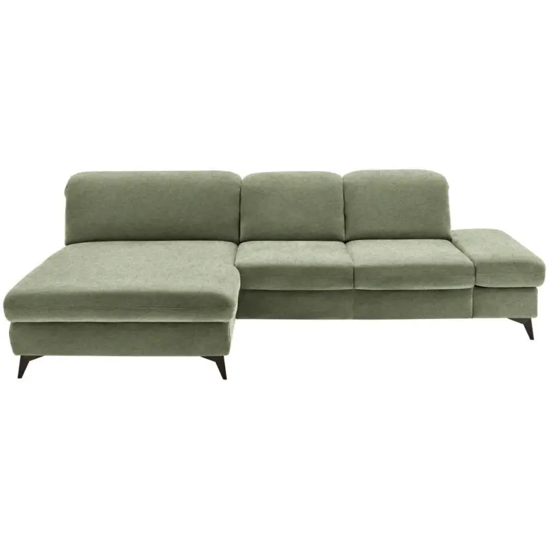 Ecksofa in Chenille Olivgr&uuml;n 198/288 cm