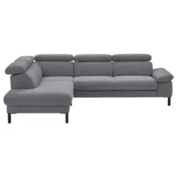 Ecksofa 830 in Flachgewebe Grau 217/272 cm