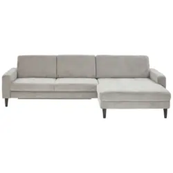Ecksofa in Cord Hellgrau 302/177 cm