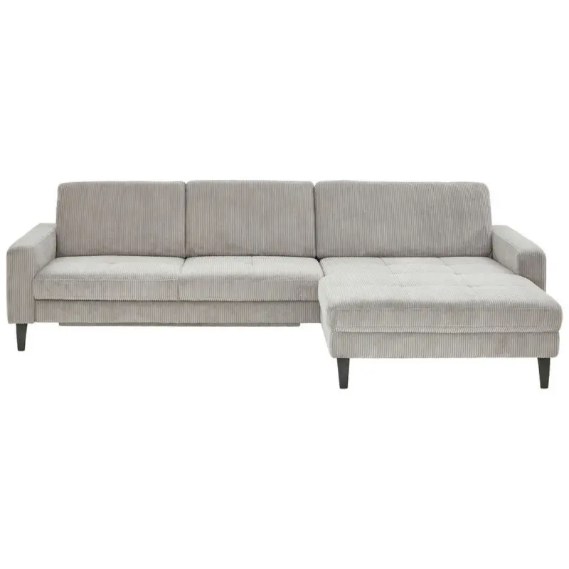 Ecksofa in Cord Hellgrau 302/177 cm