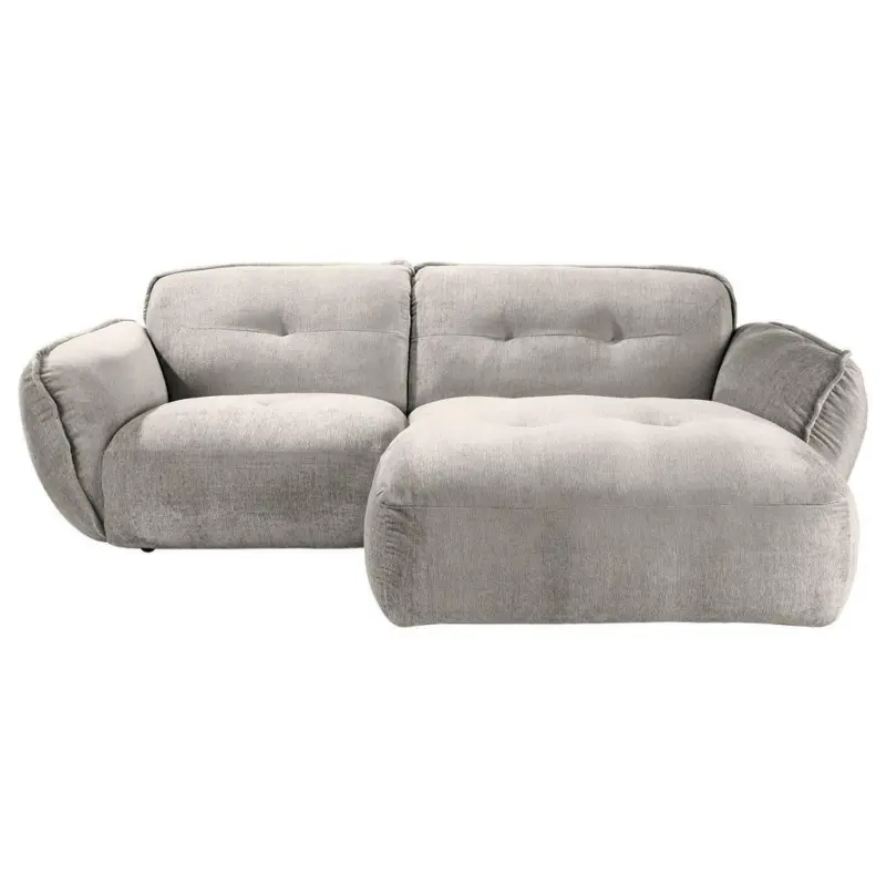 Ecksofa BE Fluffy in Chenille Silberfarben 269/184 cm
