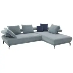 Ecksofa Fino in Chenille Hellblau 305/224 cm