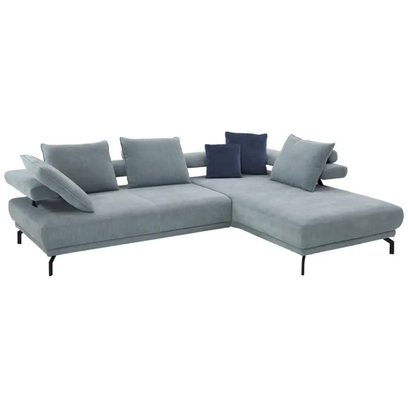 Ecksofa Fino in Chenille Hellblau 305/224 cm