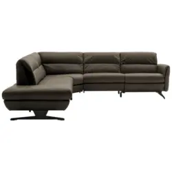 Ecksofa in Echtleder Graubraun 258/286 cm