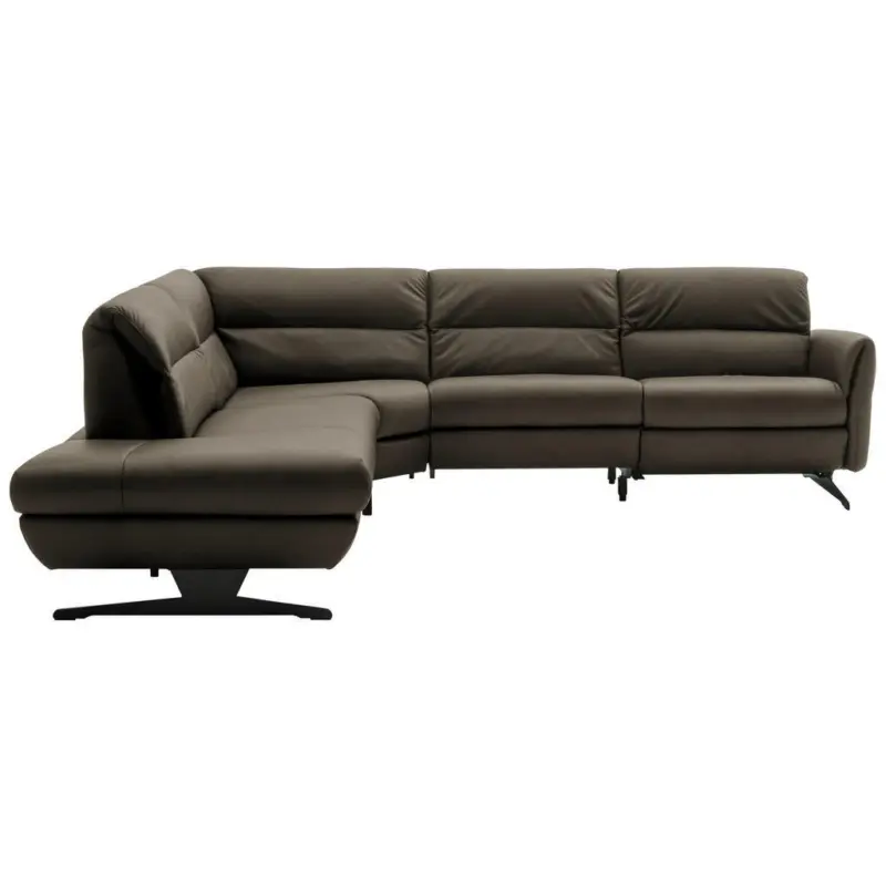 Ecksofa in Echtleder Graubraun 258/286 cm