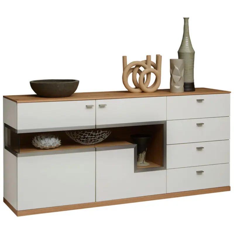 Sideboard Wei&szlig;, Wildeiche 180,3/83,9/42,4 cm