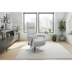 Relaxsessel in Leder Hellgrau
