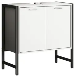 Waschbeckenunterschrank Edino ca. 60x60 cm Wei&szlig;/Schwarz
