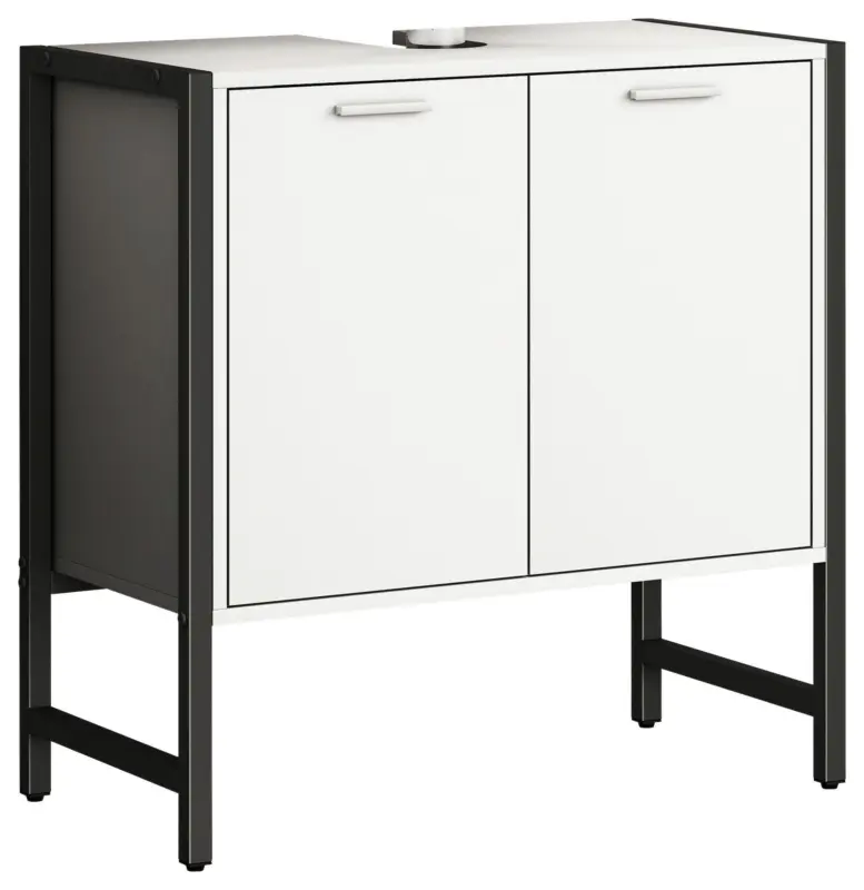 Waschbeckenunterschrank Edino ca. 60x60 cm Wei&szlig;/Schwarz