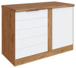Eckunterschrank Florenz ca. 120 cm Wei&szlig;/Eiche