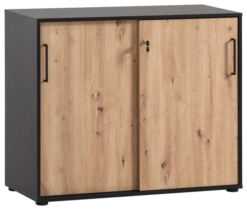 Aktenschrank Aino U 1000 ST Schwarz/Eiche Artisan