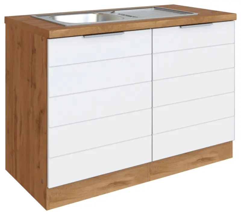Sp&uuml;lenschrank Florenz ca. 120 cm Wei&szlig;/Eiche