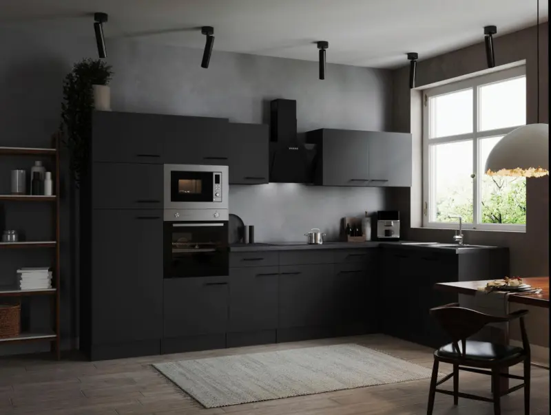 Eckk&uuml;che Oliver m. Ger&auml;ten ca. 340x172cm Grau/Dunkelgrau