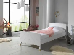 Bett Billy ca. 90x200 cm Satin Wei&szlig;