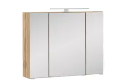 Spiegelschrank Helsinki m. LED 3-t&uuml;rig ca. 80 cm Eiche