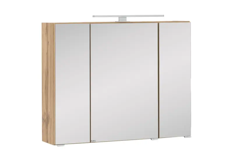 Spiegelschrank Helsinki m. LED 3-t&uuml;rig ca. 80 cm Eiche