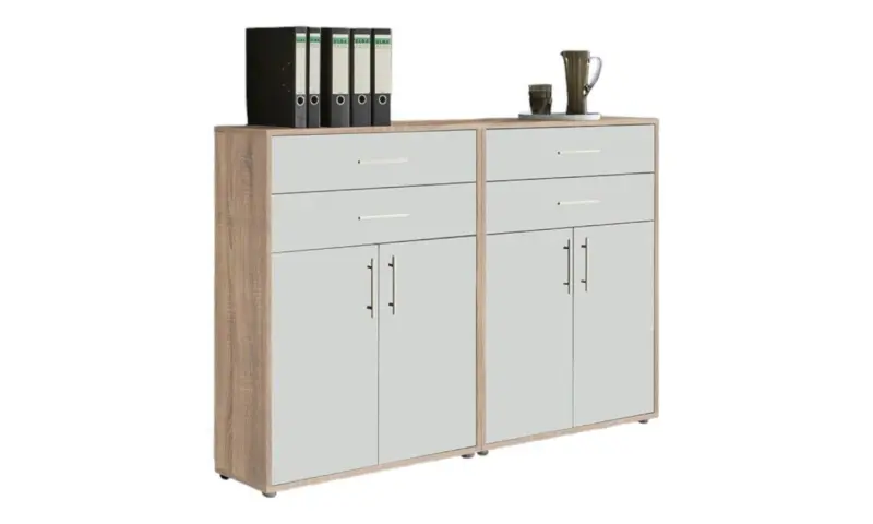 Aktenschrank Office Edition Sw Set 17 Wei&szlig;/Eichefarben