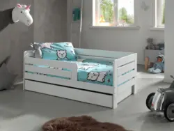 Kinder-/Juniorbett mit Bettlade ca. 70x140 cm Wei&szlig;