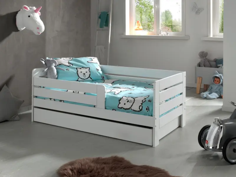 Kinder-/Juniorbett mit Bettlade ca. 70x140 cm Wei&szlig;