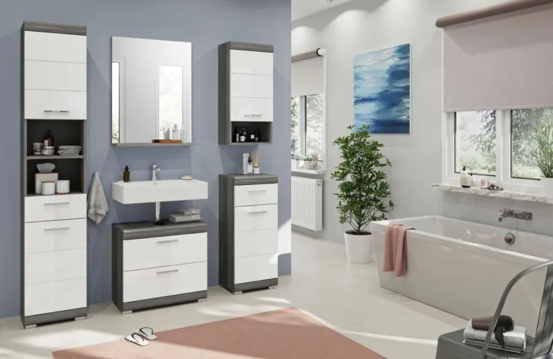 Badezimmer Scout 5-tlg. ca. 134 cm Anthrazit/Wei&szlig;