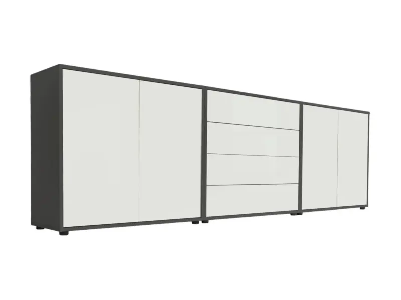 Sideboard Mailand Set 5 Anthrazit/Wei&szlig;