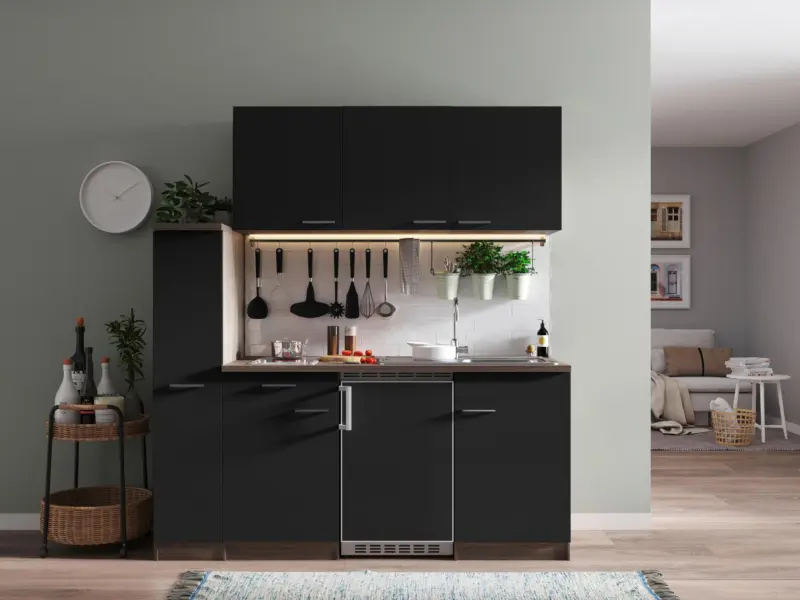 Minik&uuml;che Oliver mit Ger&auml;ten ca. 180 cm Schwarz