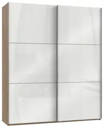 Schwebet&uuml;renschrank Level 36D ca. 200 cm Wei&szlig;/Eiche Dekor